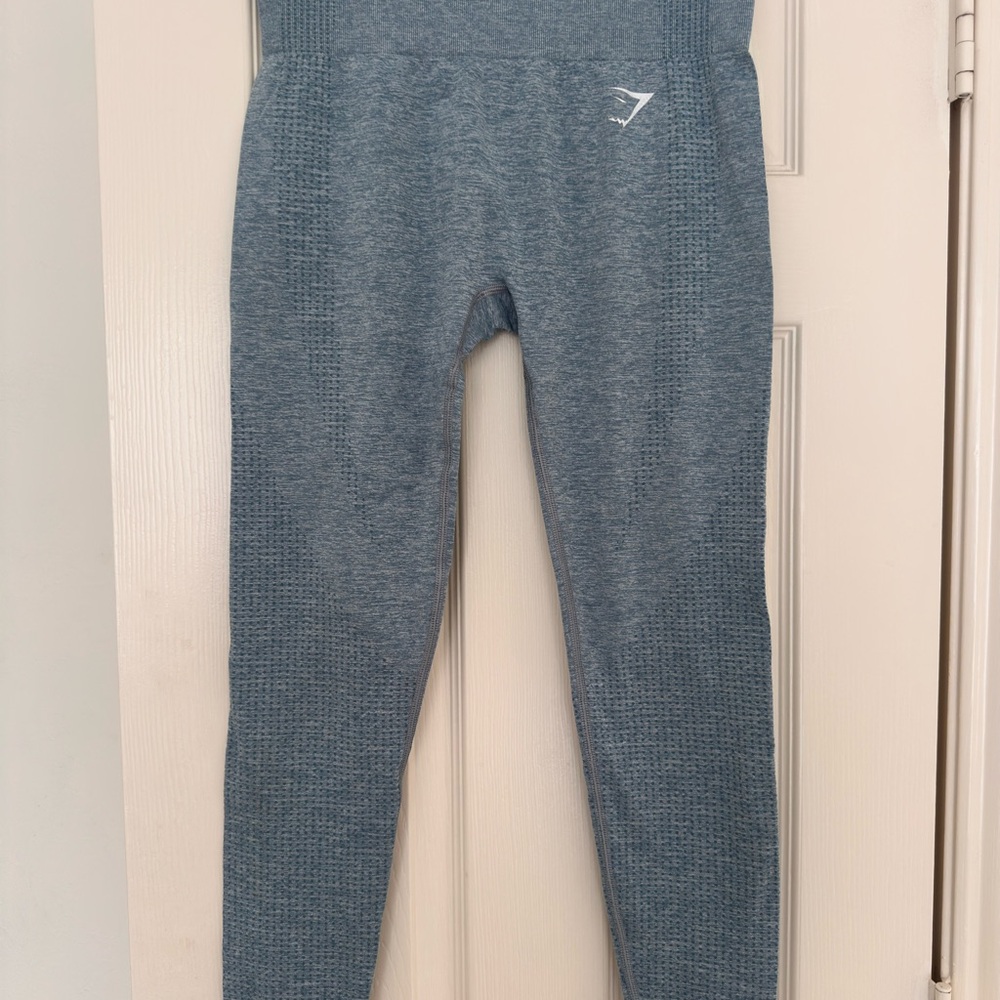 Gymshark Women Heathered Slate Blue Seamless Leggings